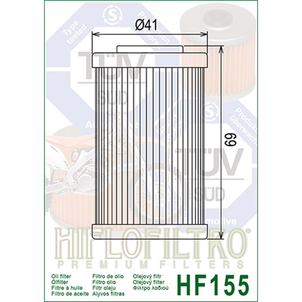 HIFLO HF155 YAĞ FİLTRESİ BAJAJ PULSAR NS 200, KTM EXC 250 RACING 04-06