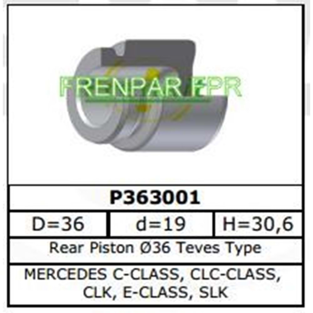 Fren Kaliper Pistonu Arka Mercedes W202, W203