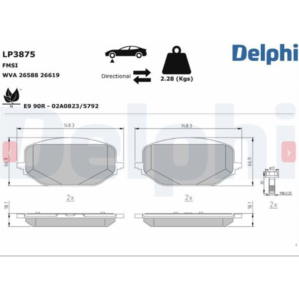 Disk Balata Peugeot, Opel, Fiat, Citroen, DS 4 Ön - Delphi