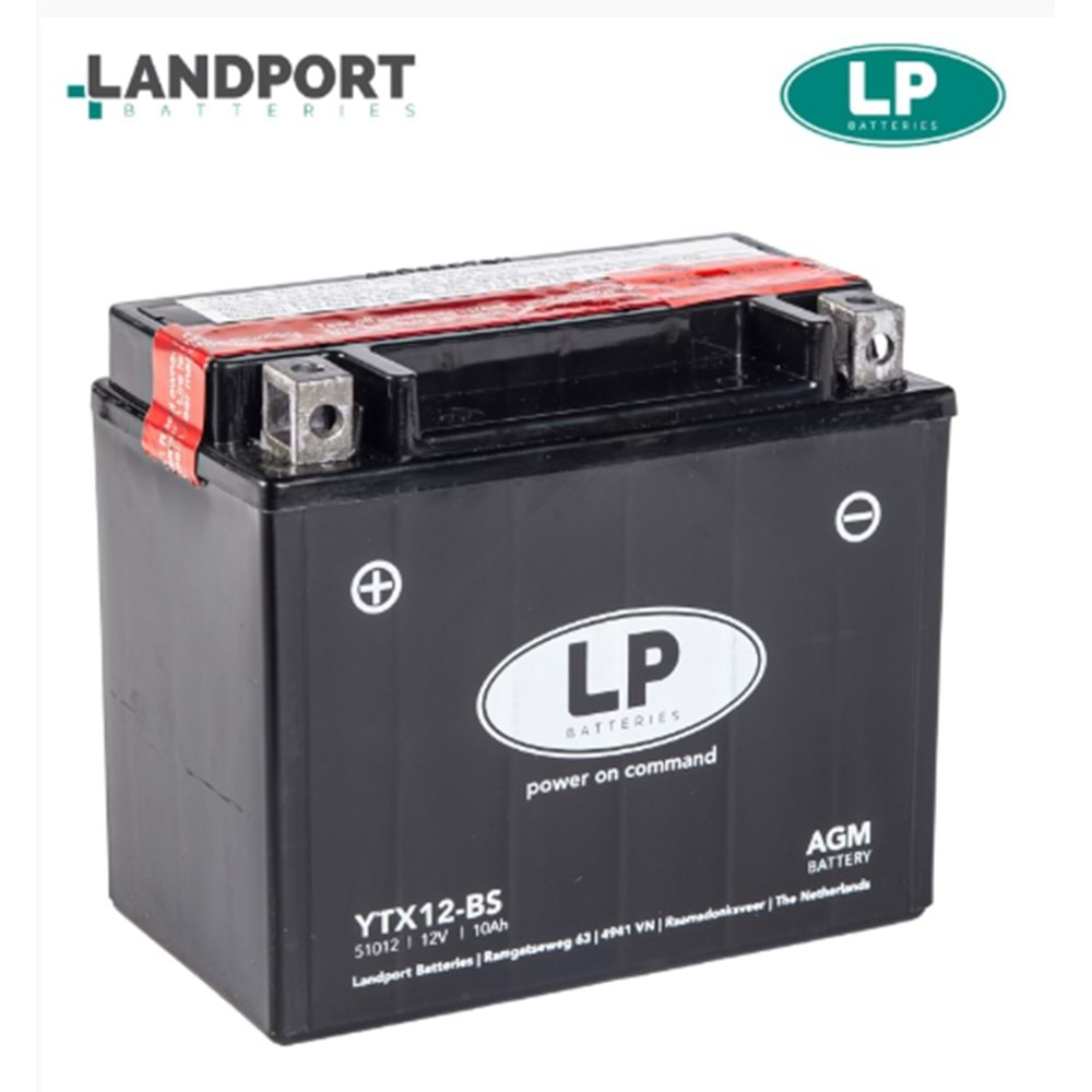 LP LTX12-BS (YTX12-BS) 12V-10 AMPER 180 CCA BAKIMSIZ AKÜ