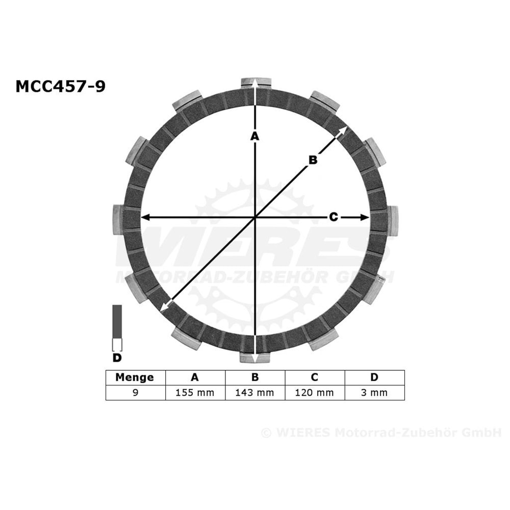 TRW MCC457-9 DEBRİYAJ BALATASI YAMAHA MT-09 ABS, MT-09 Tracer GT, XSR 900, YZFR1 09-14, WR 450, YZ 450, YZF R1 09-14