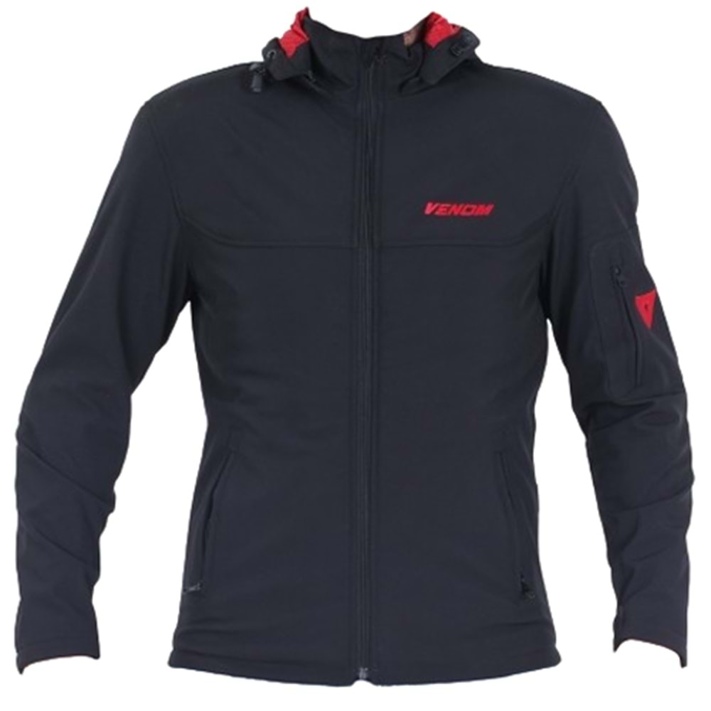 Venom Jaws Kapşonlu Soft Shell Motosiklet Montu Siyah - S