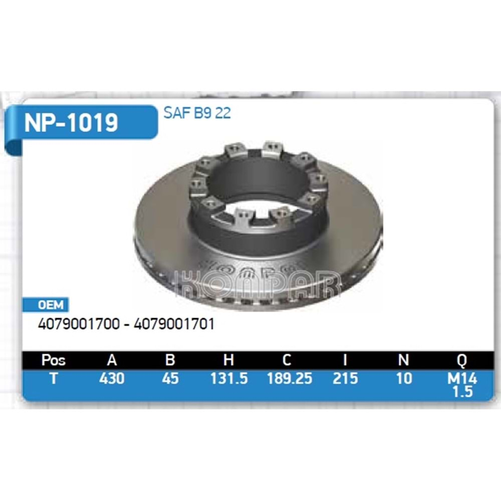 FREN DİSK SAF Y.M 430MM - KONPAR