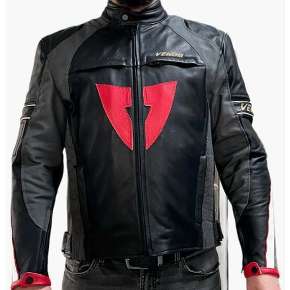 VENOM D1 RACING DERİ MOTOSİKLET MONTU - SİYAH - XL BEDEN