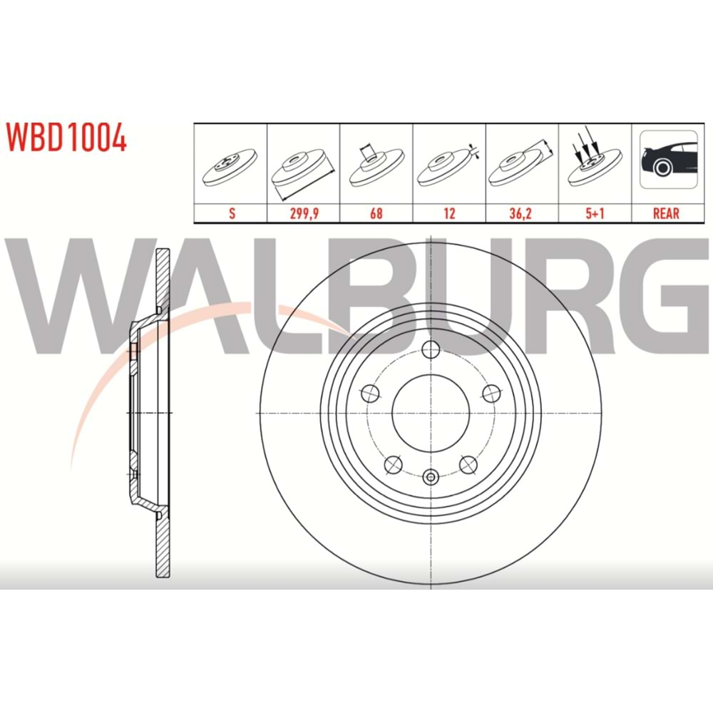 Fren Diski Vw, Audi A4, A5, Q5 Arka - 300 MM - WALBURG