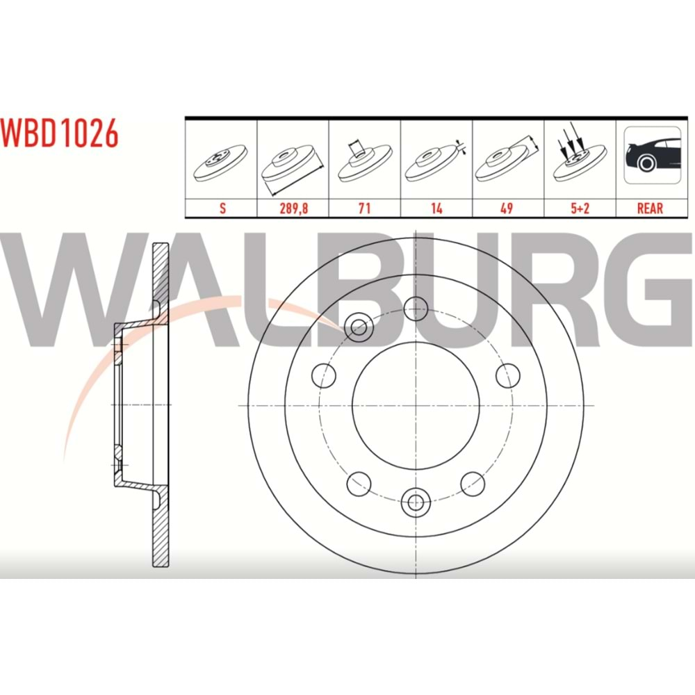 Fren Diski Fiat Scudo 1.6 MJT, Citroen Jumpy II Arka - 290 MM - WALBURG