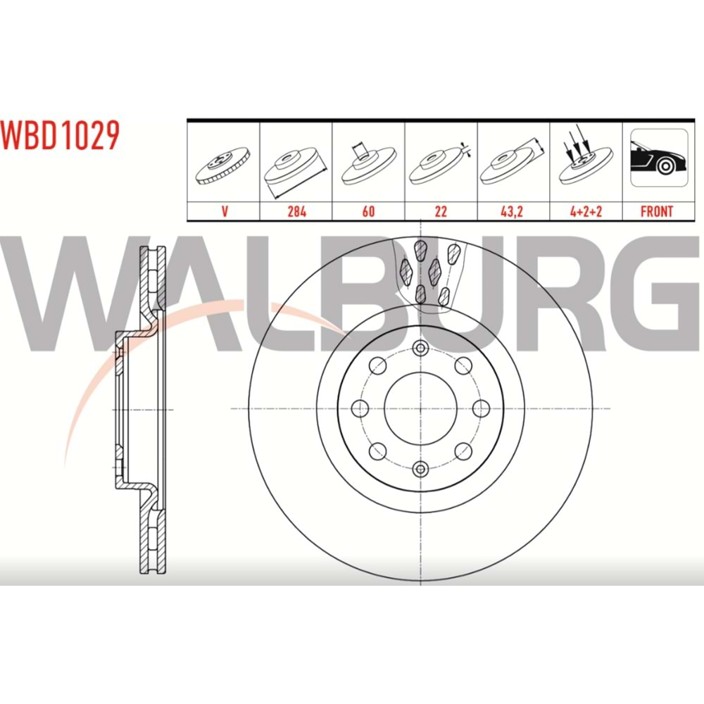 Fren Diski Fiat Grande Punto, Opel Corsa D Ön - 284 MM - WALBURG