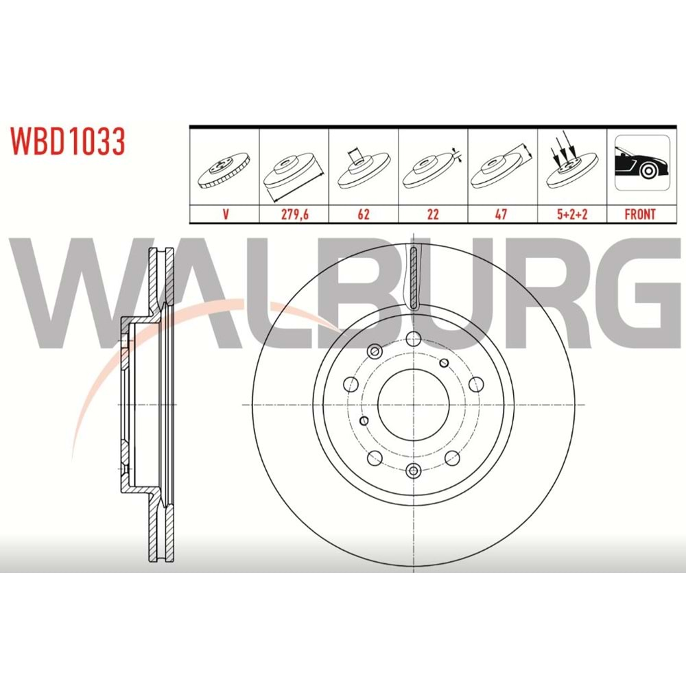 Fren Diski Suzuki SX4, Fiat SEDICI Ön - 280 MM - WALBURG