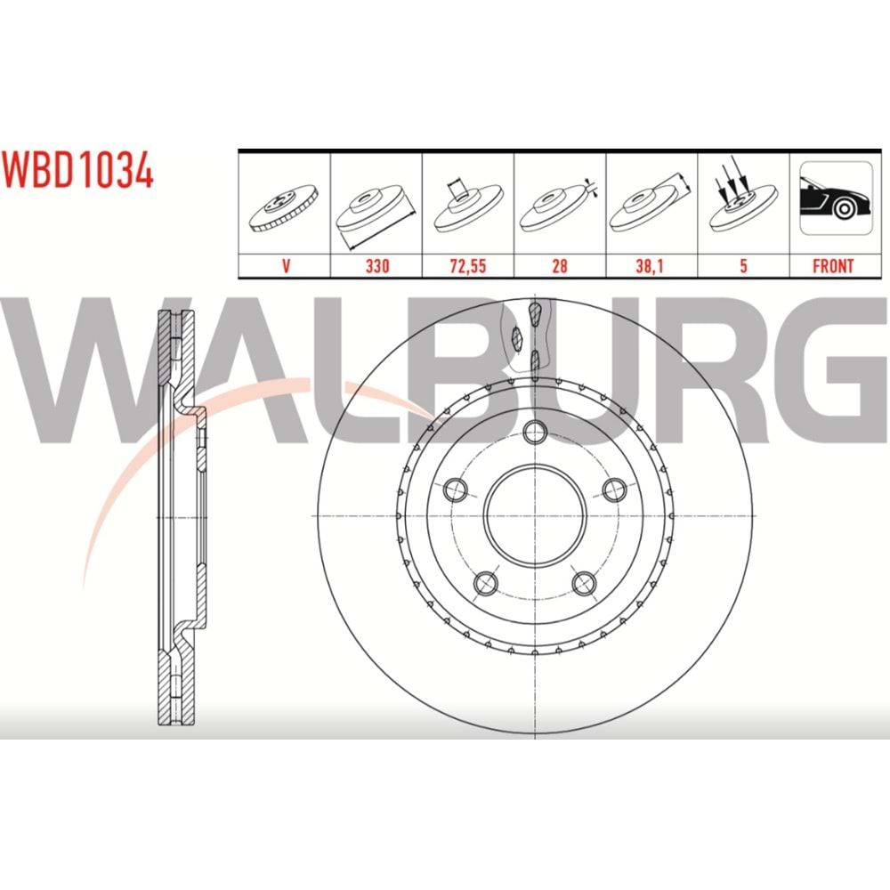 Fren Diski Fiat Freemont 4X4 Ön - 330 MM - WALBURG