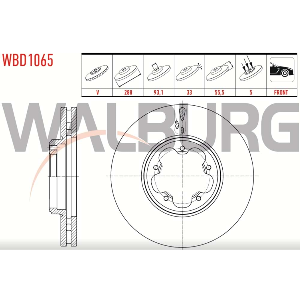 Fren Diski Ford Tourneo Custom Ön - 288 MM - WALBURG