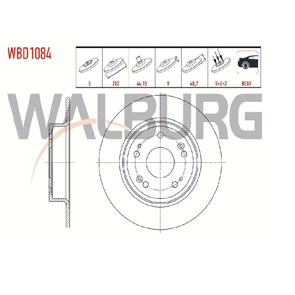 Fren Diski Honda Accord VIII (CU) 2.0 I-VTEC 2008> Arka - 282 MM - WALBURG