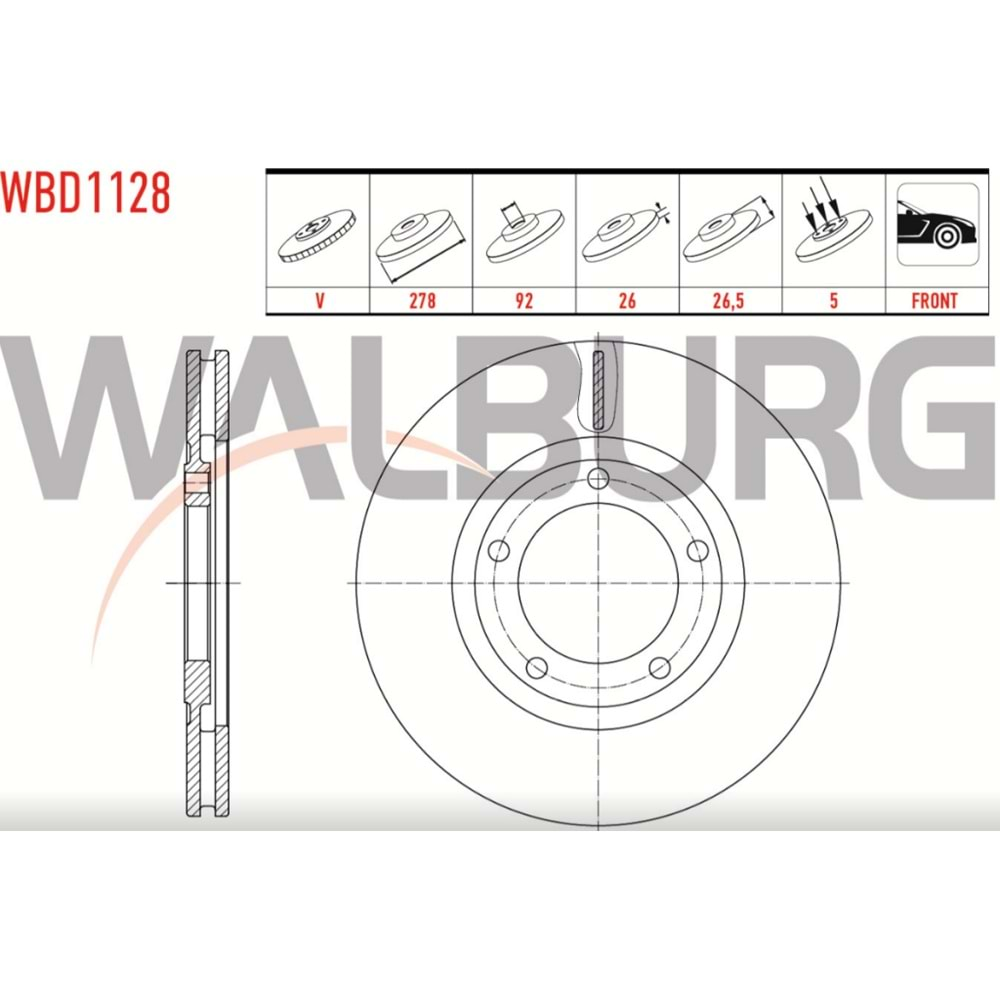 Fren Diski Kia Bongo K2900 Ön - 278 MM - WALBURG