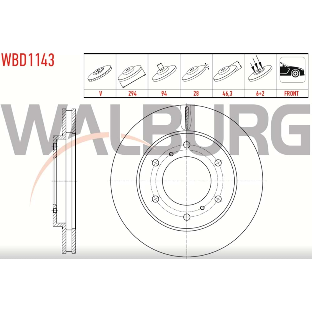 Fren Diski Mitsubishi L200 2.5 DID, Fiat Fullback PiKap Ön - 294 MM - WALBURG