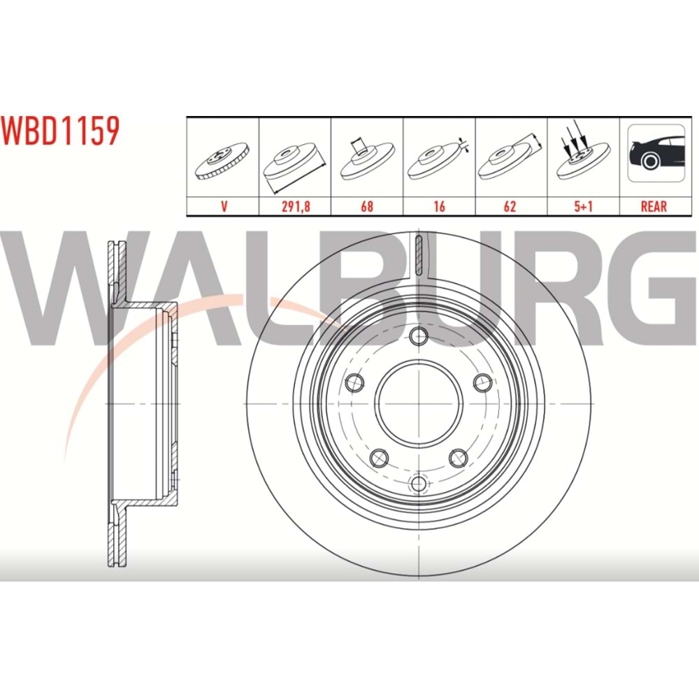 Fren Diski Nissan X-TRAIL 2,0-2,0 DCİ Arka - 292 MM - WALBURG