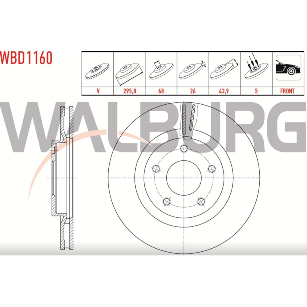 Fren Diski Nissan Qasqai 1,5 DCİ, X-TRAIL, Renault KaLEOS Ön - 296 MM - WALBURG