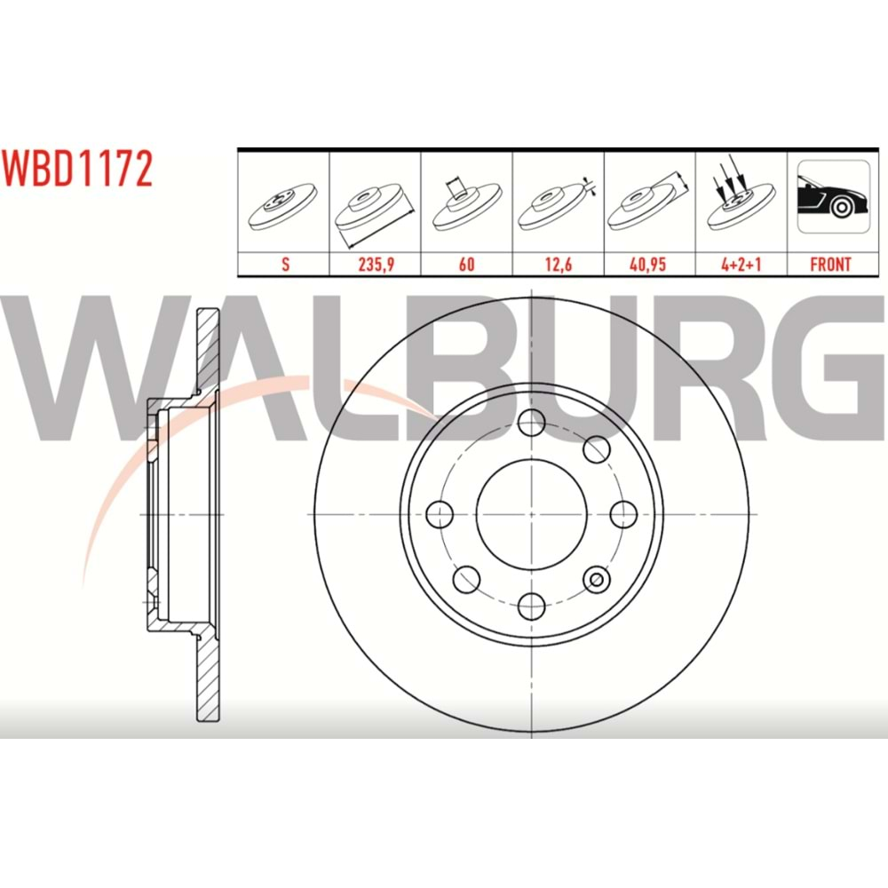 Fren Diski Opel Vectra A, Cadet B, Corsa B, C, AAscona A Ön - 236 MM - WALBURG