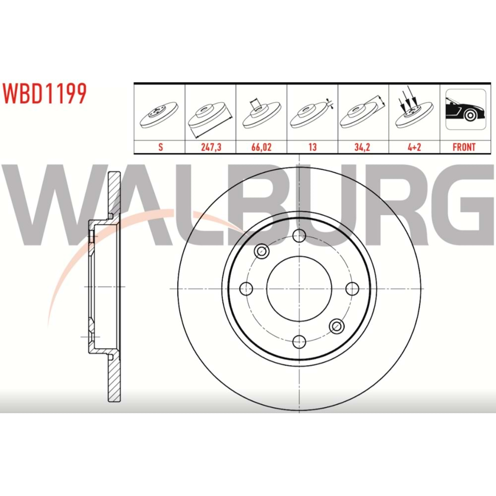 Fren Diski peugeot 206, 306, Citroen X-Sara Ön - 247 MM - WALBURG