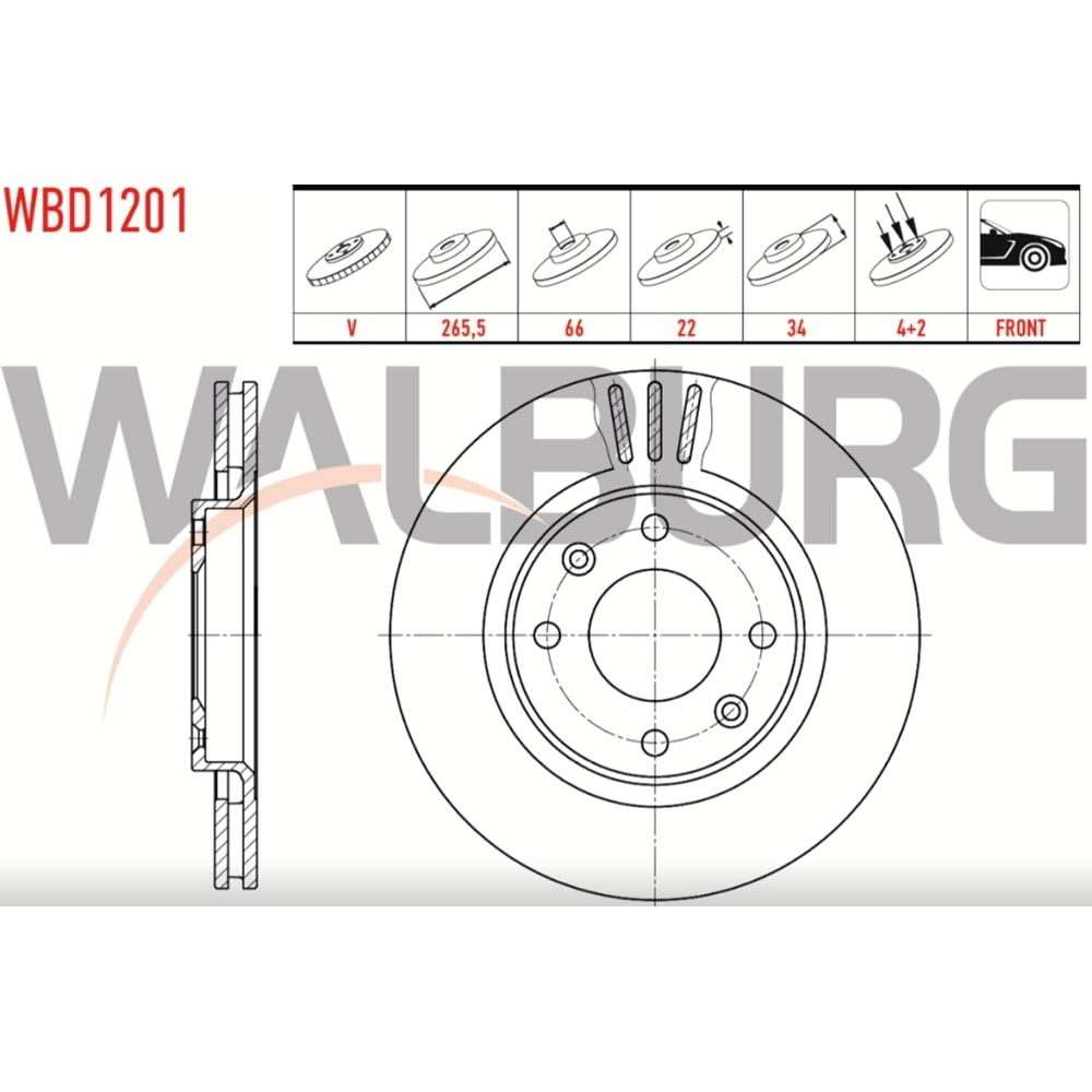 Fren Diski Peugeot 1007,206, 207, 307, Partner ,citroen Ön - 266 MM - WALBURG