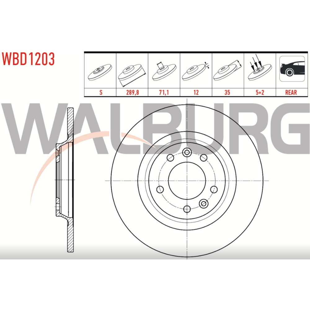 Fren Diski Peugeot 407, Citroen C5 III Arka - 290 MM - WALBURG