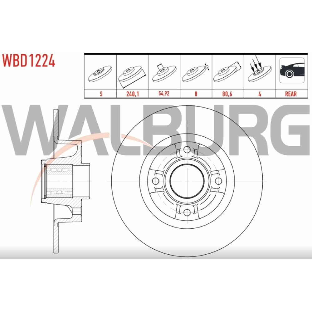 Fren Diski Renault Megane II PORYALI RULMANLI Arka - 240 MM - WALBURG