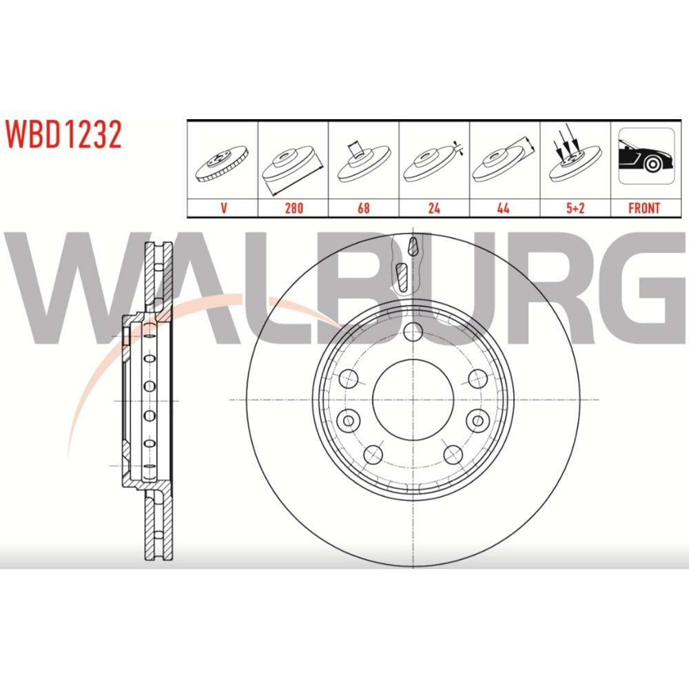 Fren Diski Renault Megane III, Fluence 1.5 DCİ 10> Ön - 280 MM - WALBURG*