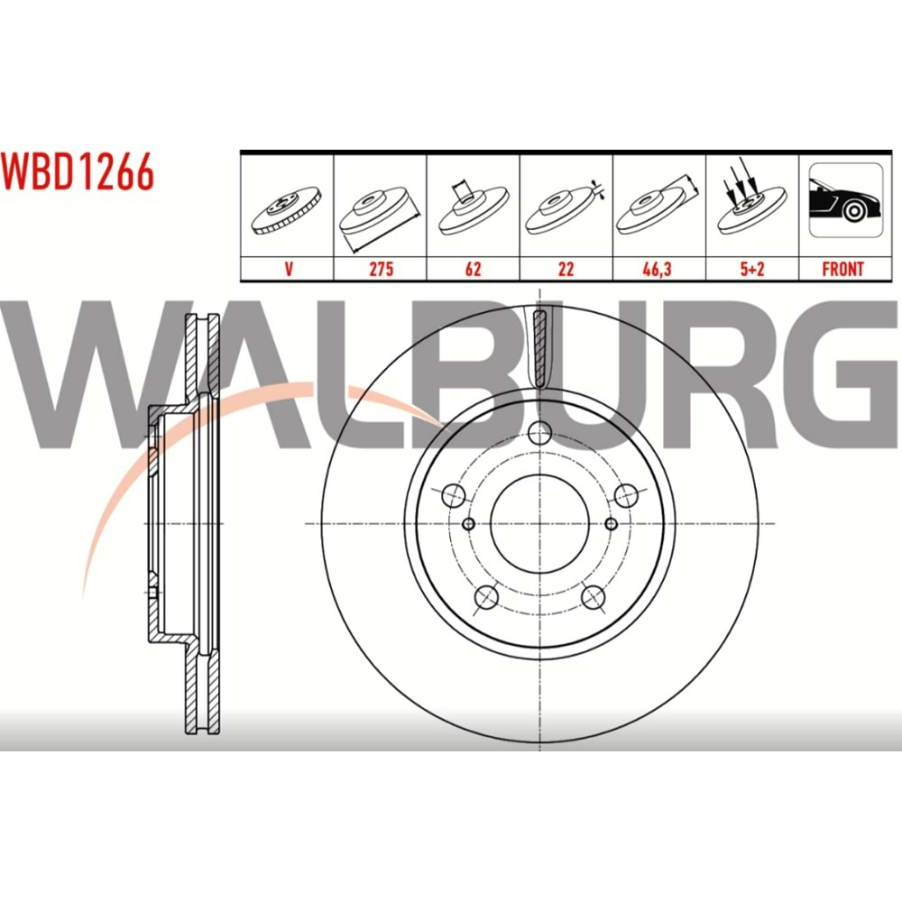 Fren Diski Toyota Corolla, Auris VVT Ön - 275 MM - WALBURG