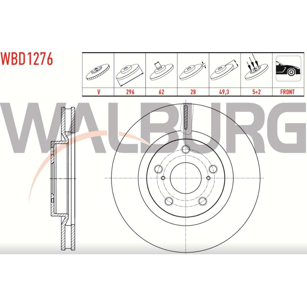 Fren Diski Toyota Rav 4 III 05-12 Ön - 296 MM - WALBURG