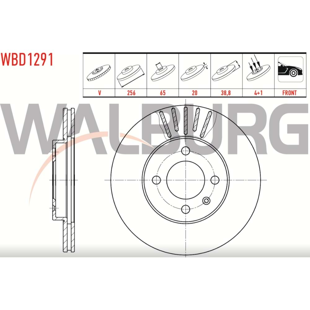 Fren Diski Vw Polo, Golf 3, Caddy, Seat Toledo Ön - 256 MM - WALBURG