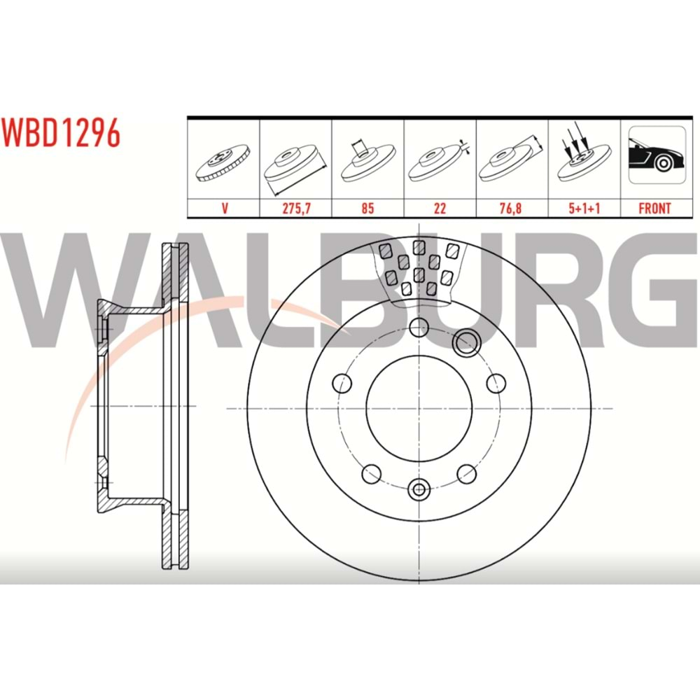 Fren Diski Vw LT 35, LT 46, Mercedes Sprinter 312 Ön - 276 MM - WALBURG