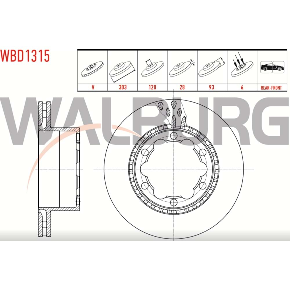 Fren Diski Vw Crafter 06-16, Mercedes Sprinter 906 06-18 Arka - 303 MM - 303 MM - WALBURG