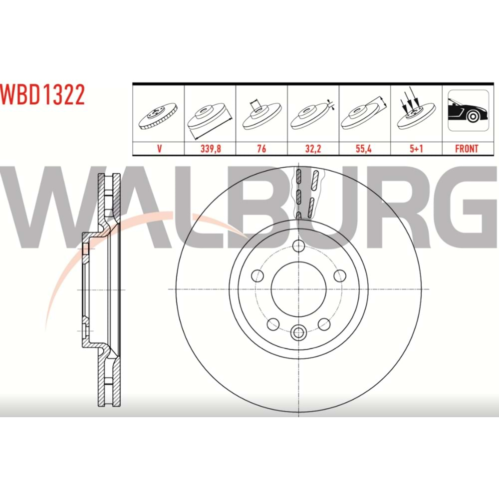 Fren Diski Vw Transporter VI Ön - 340 MM - WALBURG