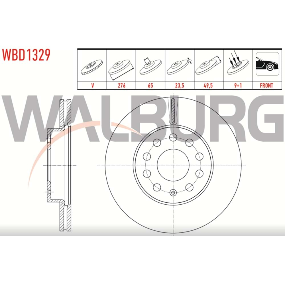 Fren Diski Vw Golf VII, Seat Leon, Skoda Octavia Ön - 276 MM - WALBURG