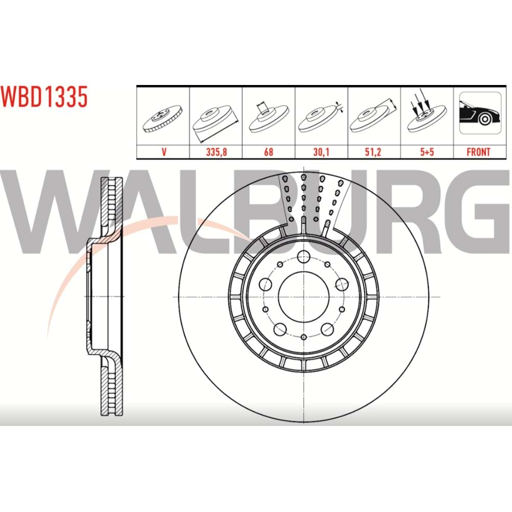 Fren Diski Volvo XC90 02-14 Ön - 336 MM - WALBURG