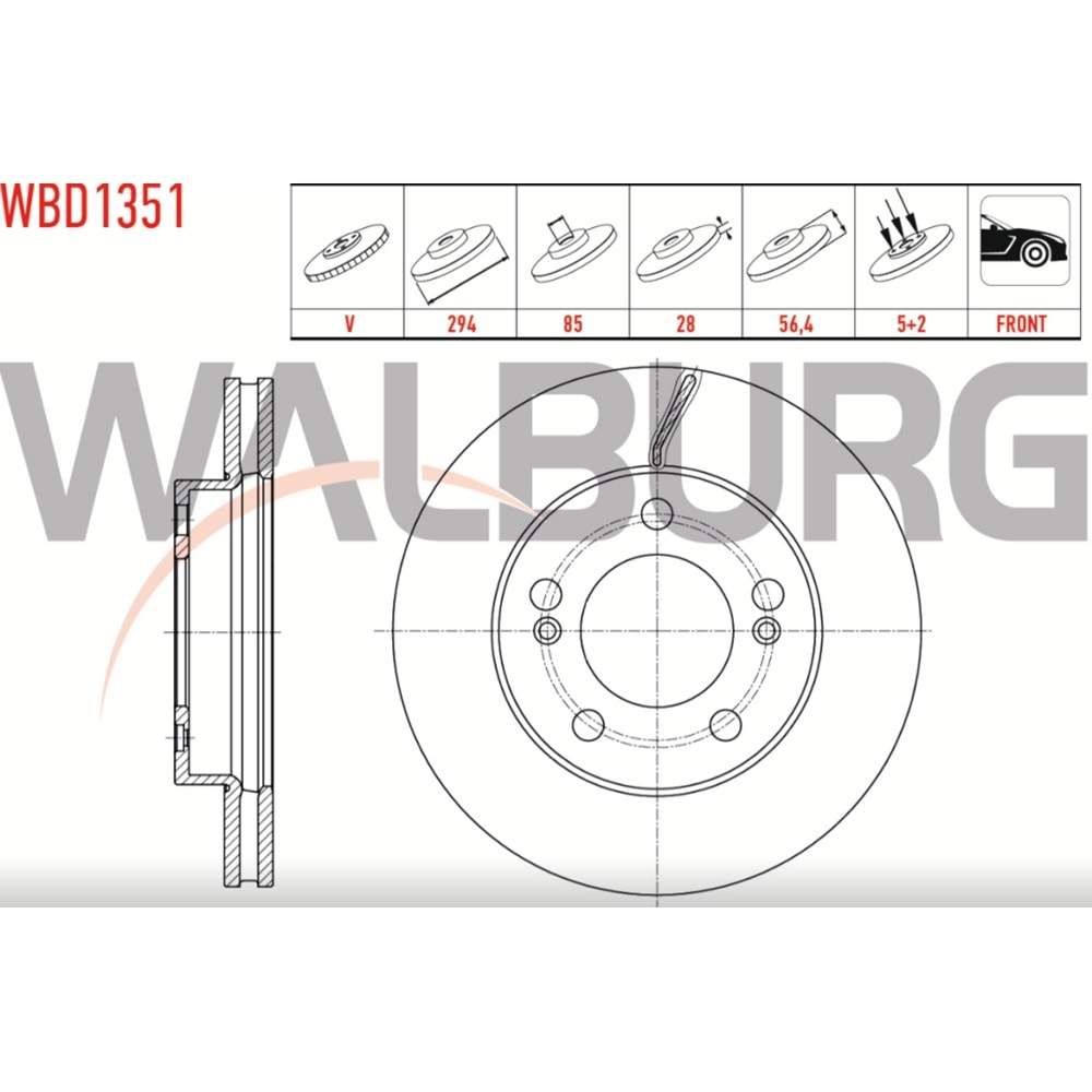 Fren Diski Ssangyong Kyron 2,2 4X4 05-11 Ön - 294 MM - WALBURG