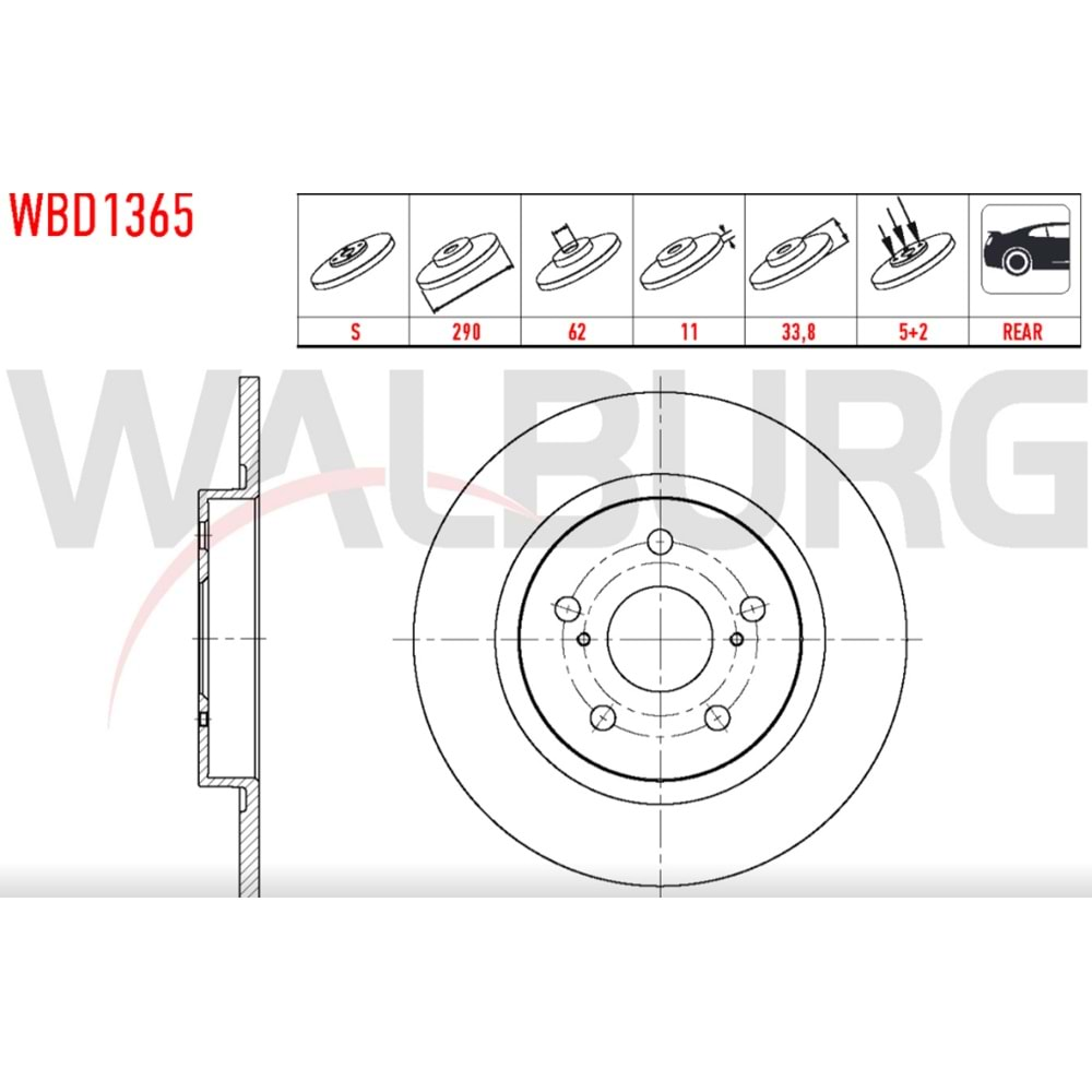 Fren Diski Toyota Avensis Arka - 290 MM - WALBURG