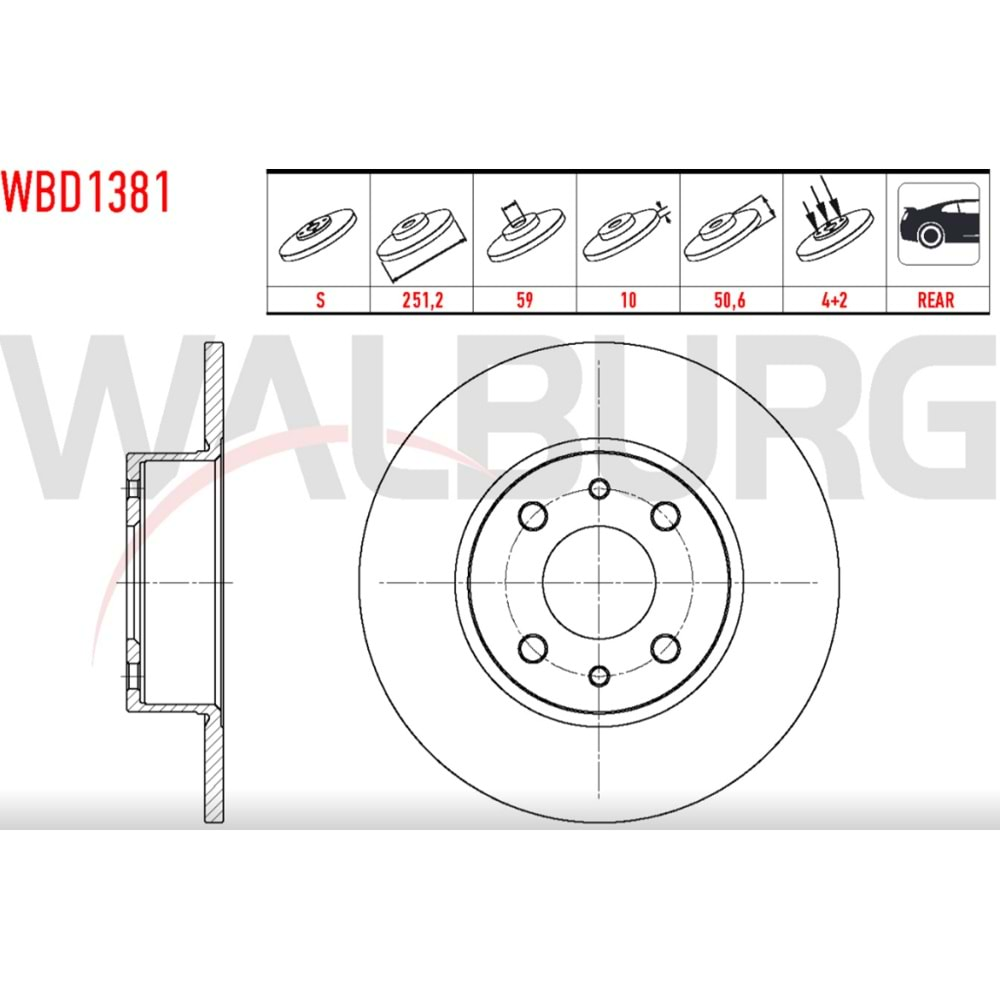 Fren Diski Fiat Linea, Stilo, Bravo, Alfa Romeo Arka - 252 MM - WALBURG