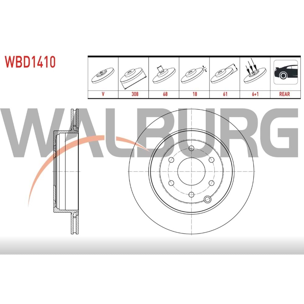 Fren Diski Mercedes X Serisi (470) X 250 Arka - 308 MM - WALBURG