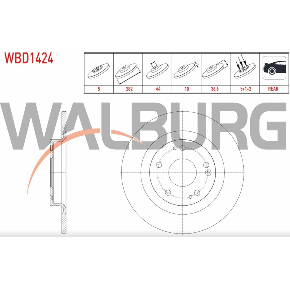 Fren Diski Honda Civic X Arka - 282 MM - WALBURG