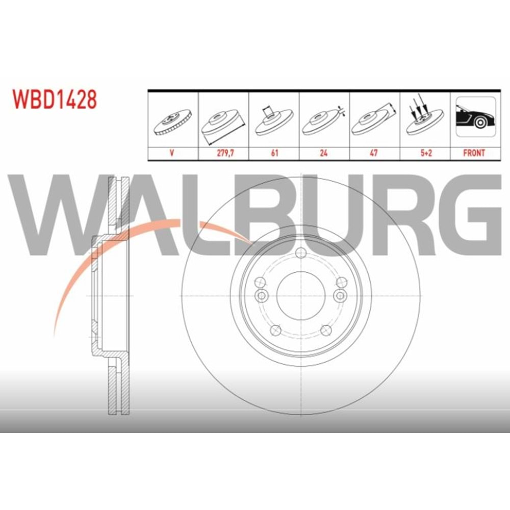 Fren Diski Renault Laguna II 1.6, 1.9, 2.0 15 JANT Ön 280 MM - WALBURG