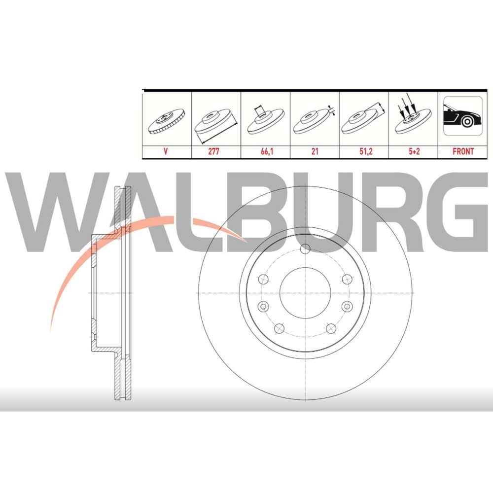 Fren Diski Land Rover Freelander (LN) 2.0 TD4 98-07 Ön - 277 MM - WALBURG