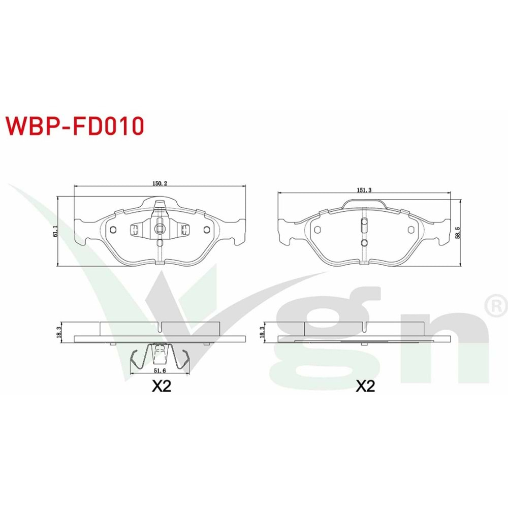 Disk Balata Ford Fiesta V, Toyota Yaris, Mazda 2 Ön - WAGEN