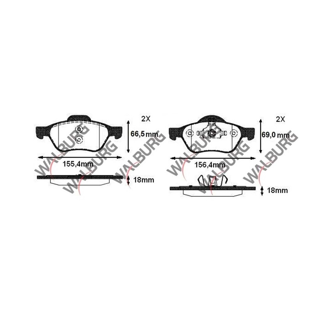 Disk Balata Renault Megane II, Laguna II Ön - WALBURG