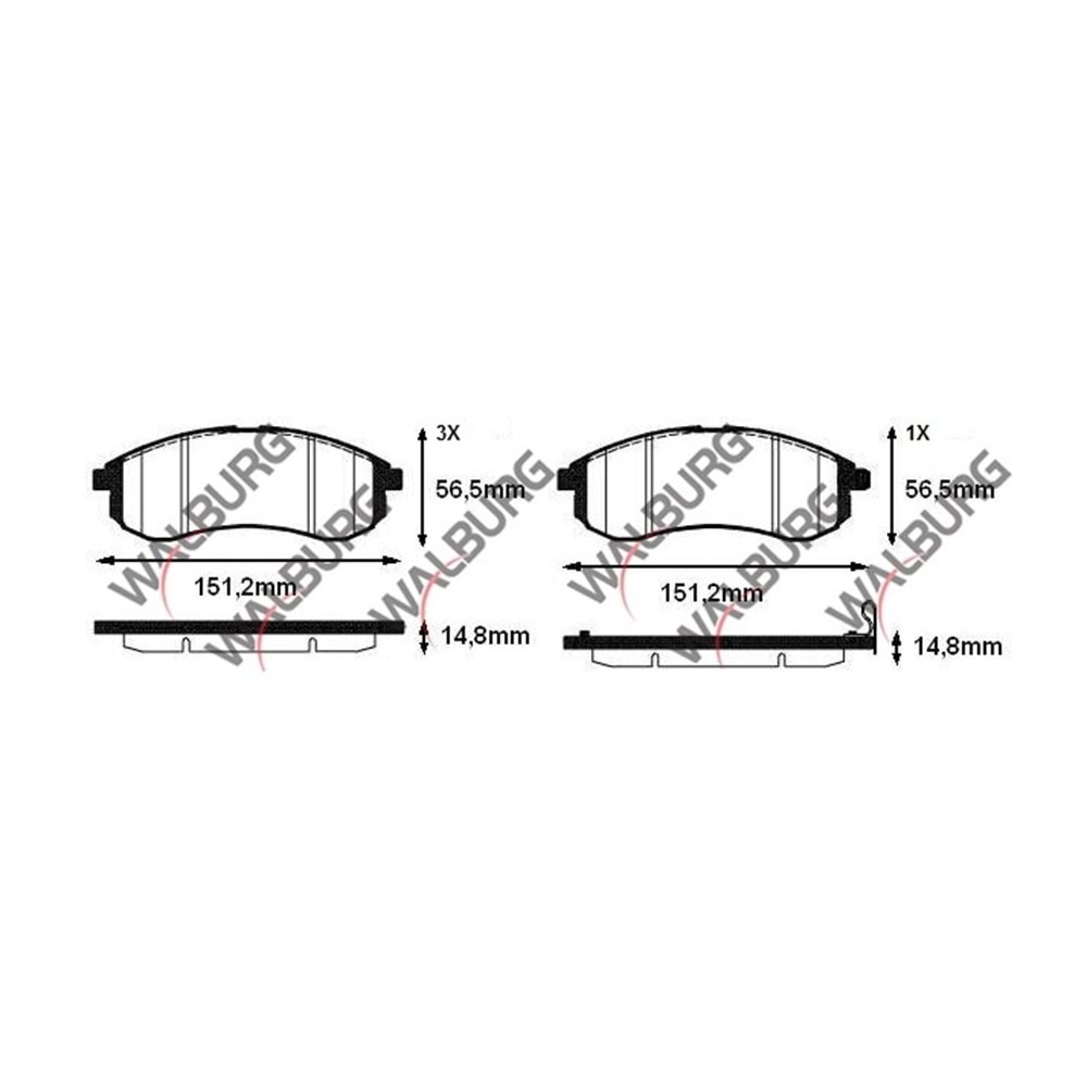 Disk Balata Mitsubishi L 200 (K7T,K6T) 2.5 TD 4WD Ön - WALBURG