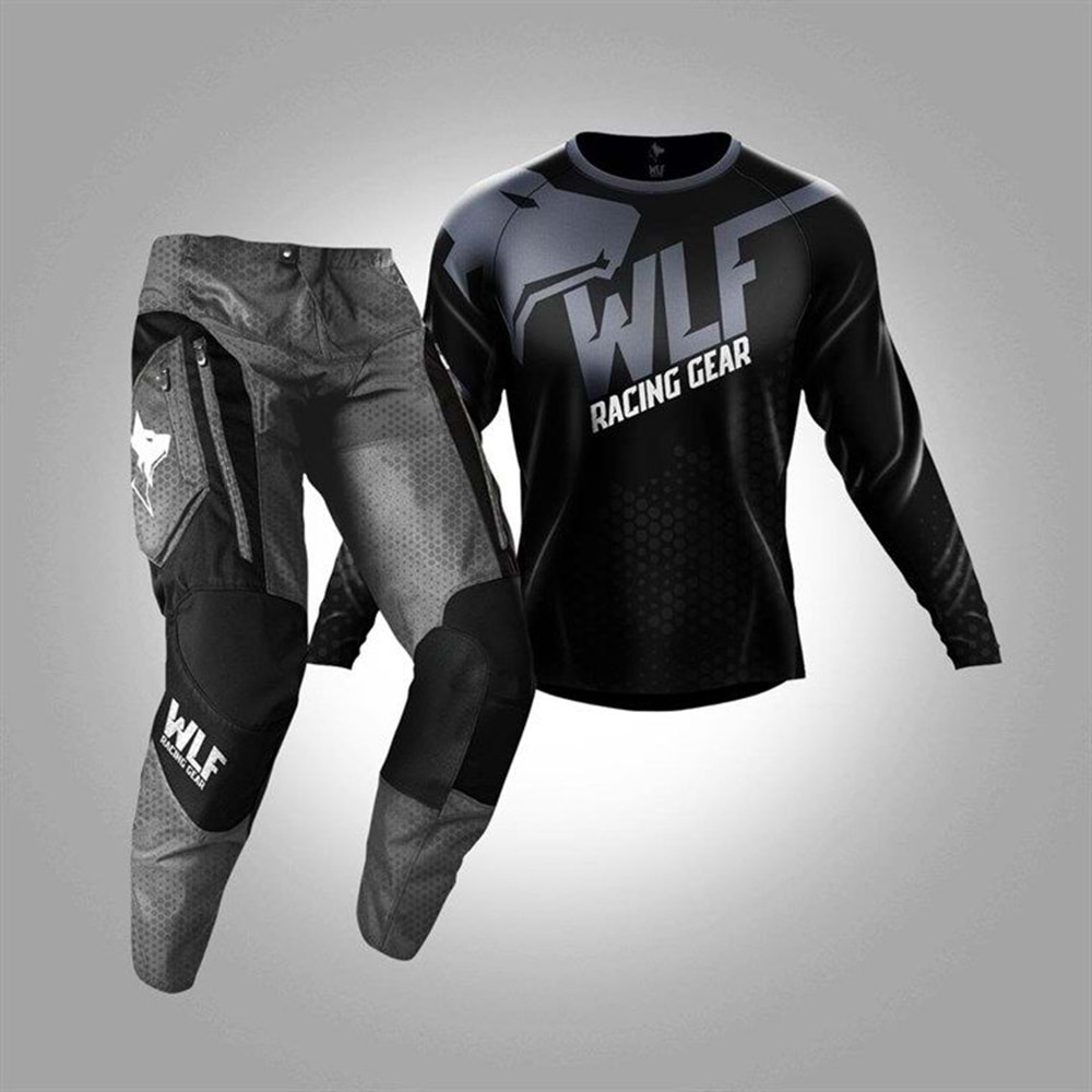 MOTOCROS & ENDURO TAKIM-PANTOLON JERSEY WLF RACING X-AIR - SİYAH GRİ - 38-2XL