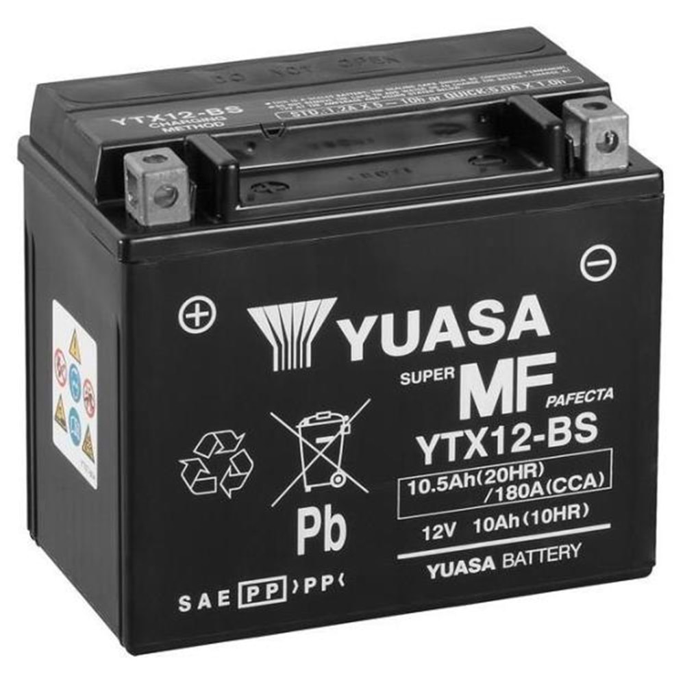 YUASA AKÜ YTX12-BS 12V-10.5 AMPER 180 CCA BAKIMSIZ AKÜ