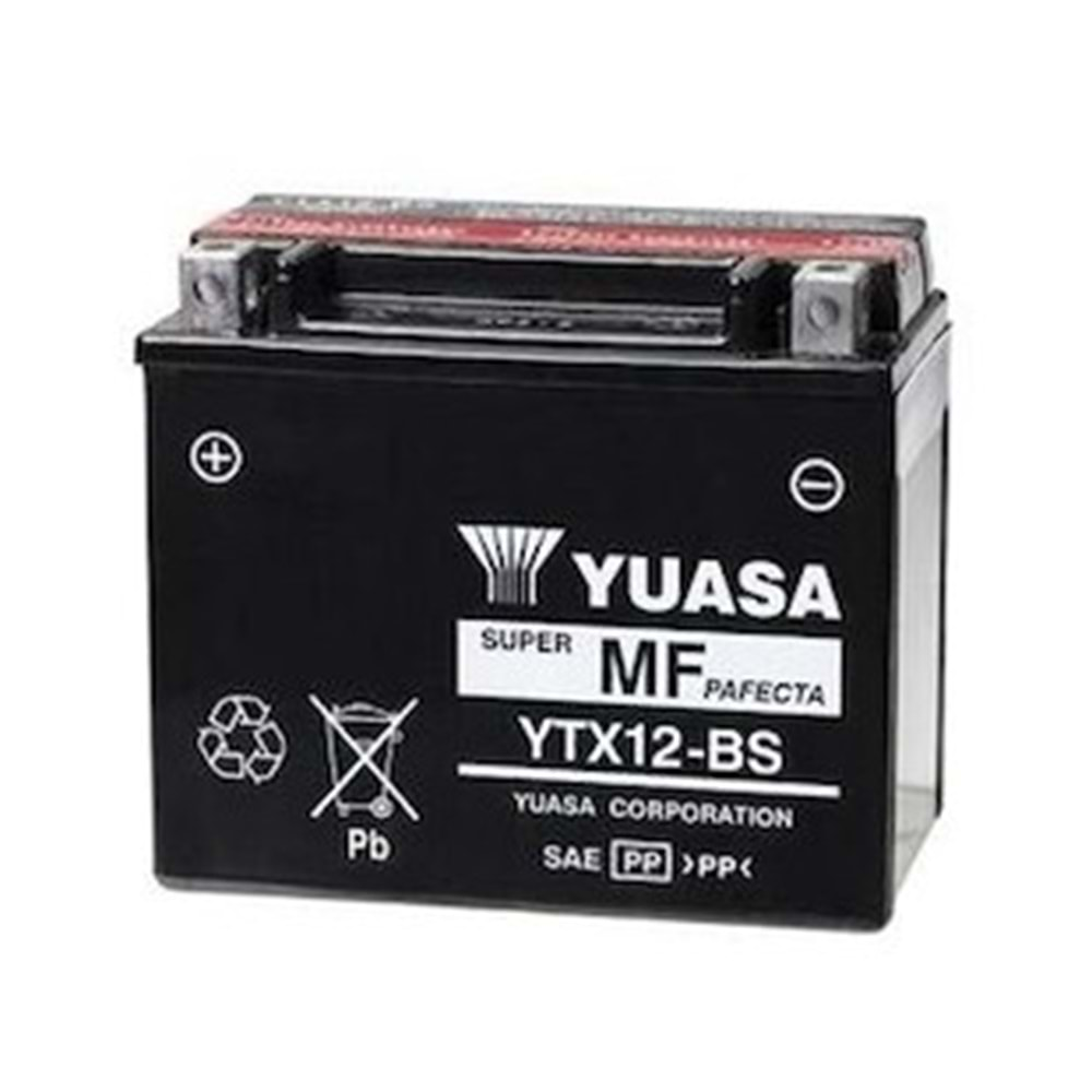 YUASA AKÜ YTX12-BS 12V-10.5 AMPER 180 CCA BAKIMSIZ AKÜ