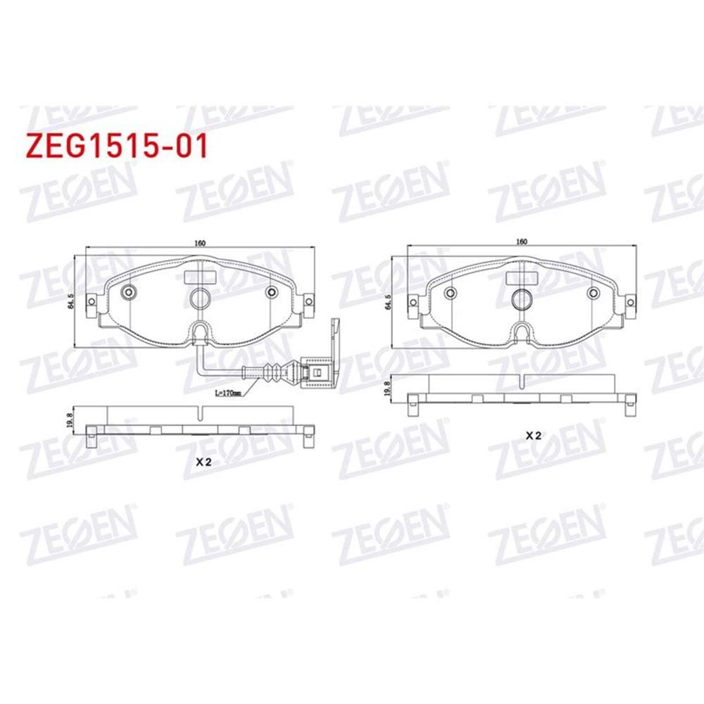 Disk Balata Vw Golf VII, Audi A3, TT, Seat Leon, Skoda Octavia Ön - ZEGEN
