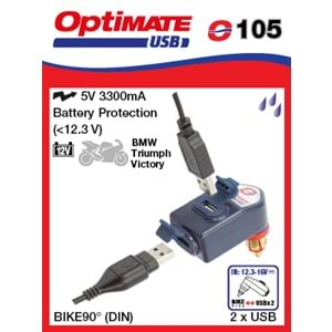 OPTİMATE ÇİFT ÇIKIŞLI USB ŞARJ SOKETİ (DIN FİŞLİ)-DİK