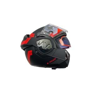 LS2 Advant Bend 180 Derece Açılabilen Motosiklet Kask Siyah-Kırmızı - XL