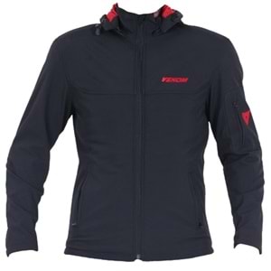 Venom Jaws Kapşonlu Soft Shell Motosiklet Montu Siyah - S